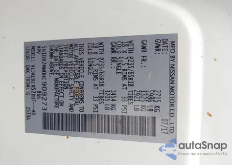 2017 Nissan Pathfinder S из США, поврежденный, VIN 5N1DR2MN0HC909273